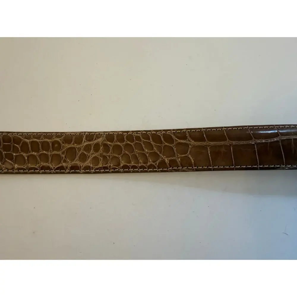 Worth Genuine American Alligator Leather Belt Sz P XS Tan Taupe Gold Buckle USA